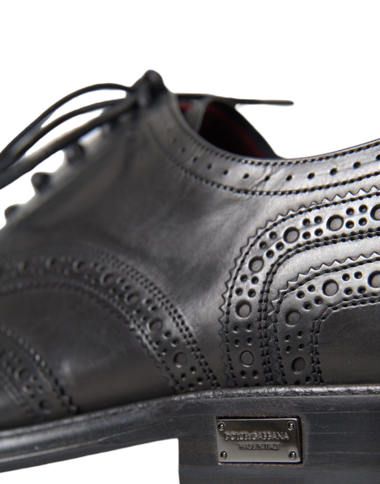 Dolce & Gabbana Schwarzes Leder Oxford Wingtip Formale Männer Schuhe