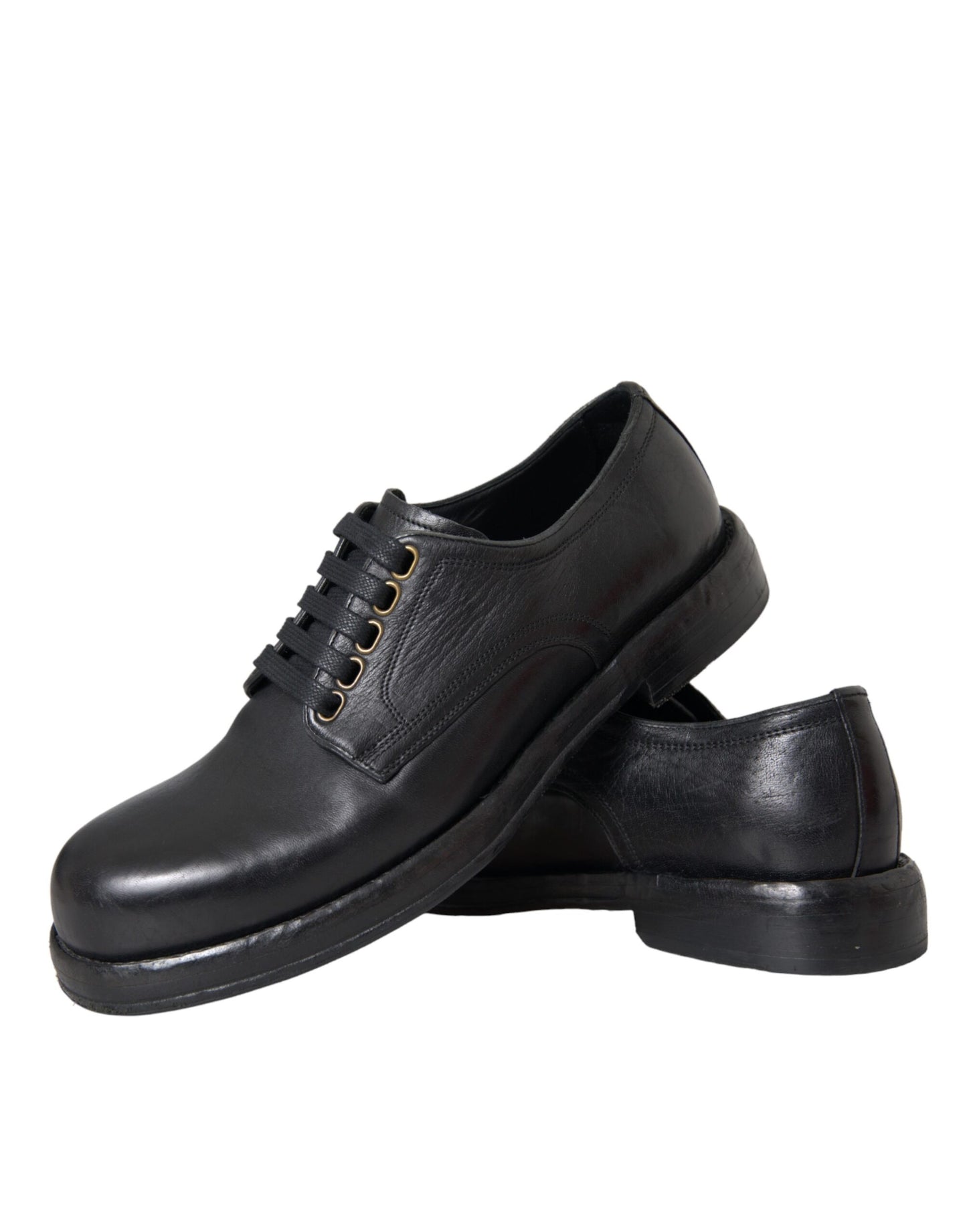 Dolce & Gabbana Schwarzes Pferd Leder Derby Männer Kleid Schuhe