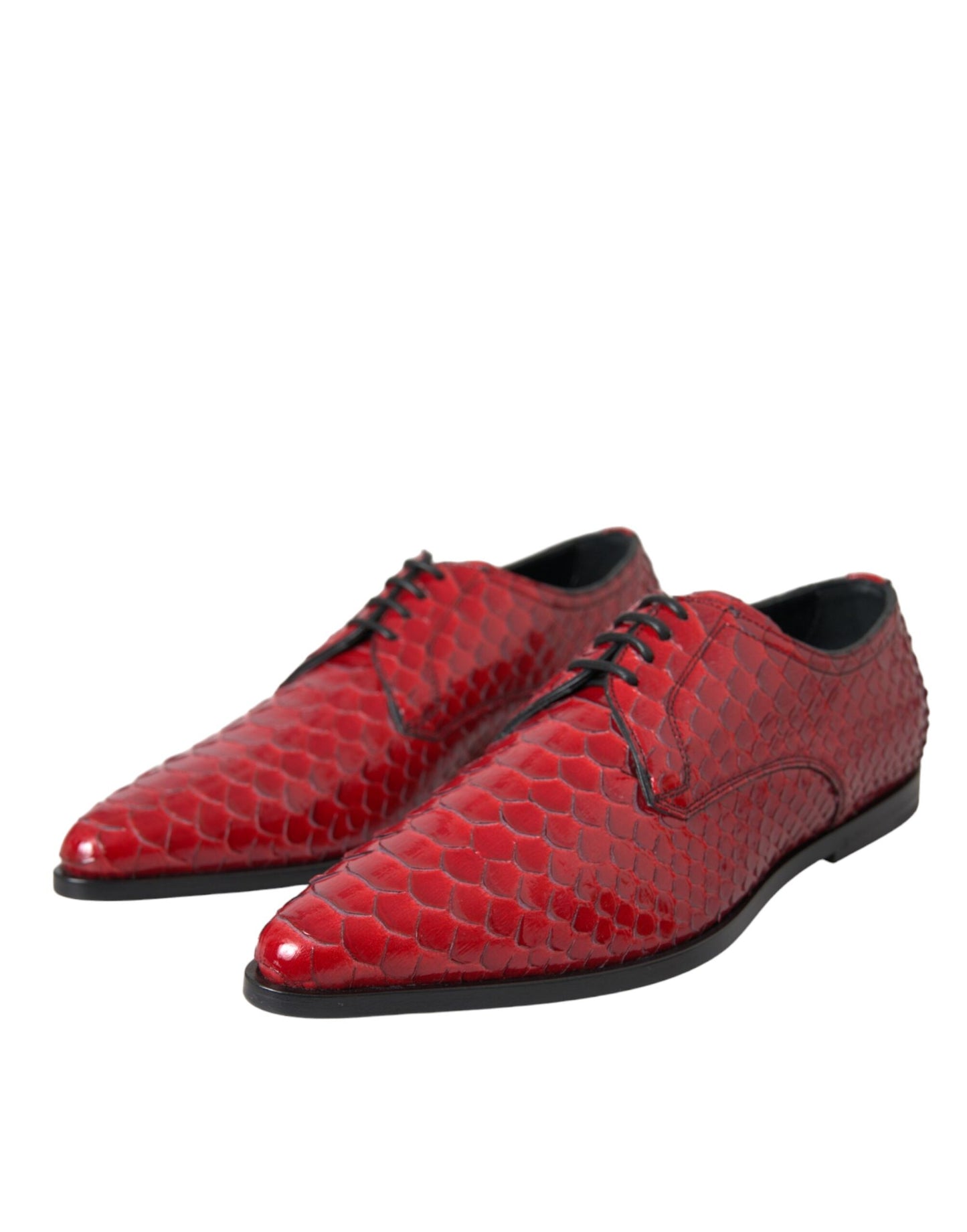 Dolce & Gabbana Rote strukturierte lackierte Derby Männer Formale Schuhe