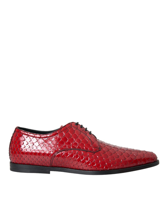 Dolce & Gabbana Rote strukturierte lackierte Derby Männer Formale Schuhe