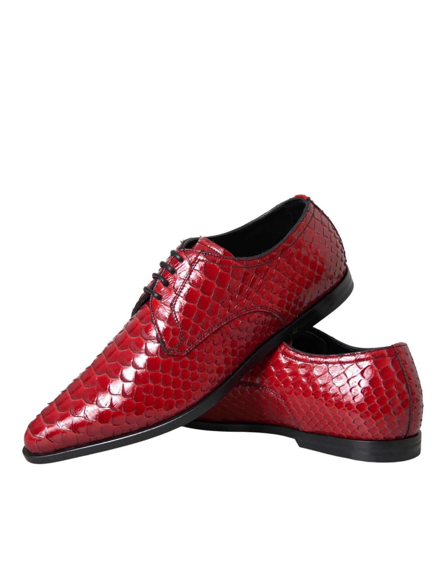 Dolce & Gabbana Rote strukturierte lackierte Derby Männer Formale Schuhe