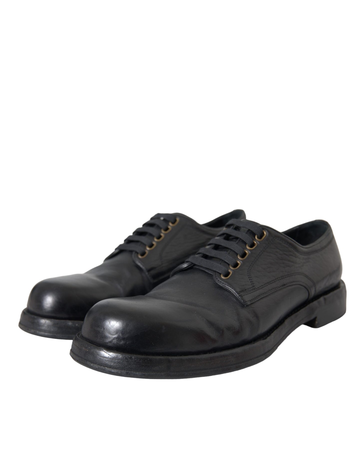 Dolce & Gabbana Schwarzes Pferd Leder Derby Männer Kleid Schuhe