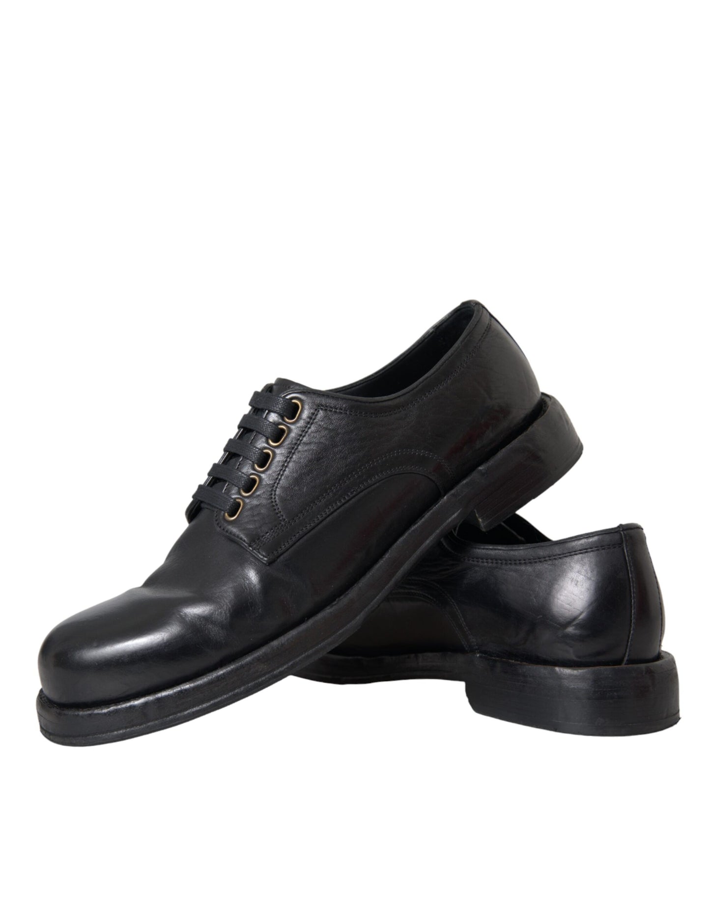 Dolce & Gabbana Schwarzes Pferd Leder Derby Männer Kleid Schuhe