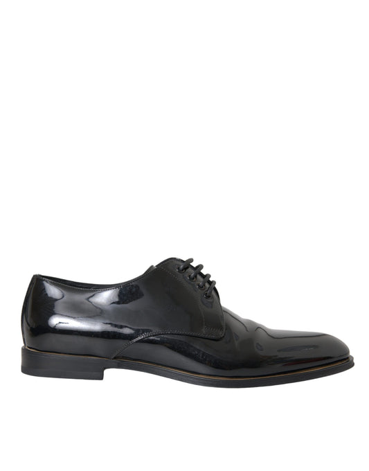 Dolce & Gabbana Schwarze Lackleder Derby-Schuhe für formelle Anlässe