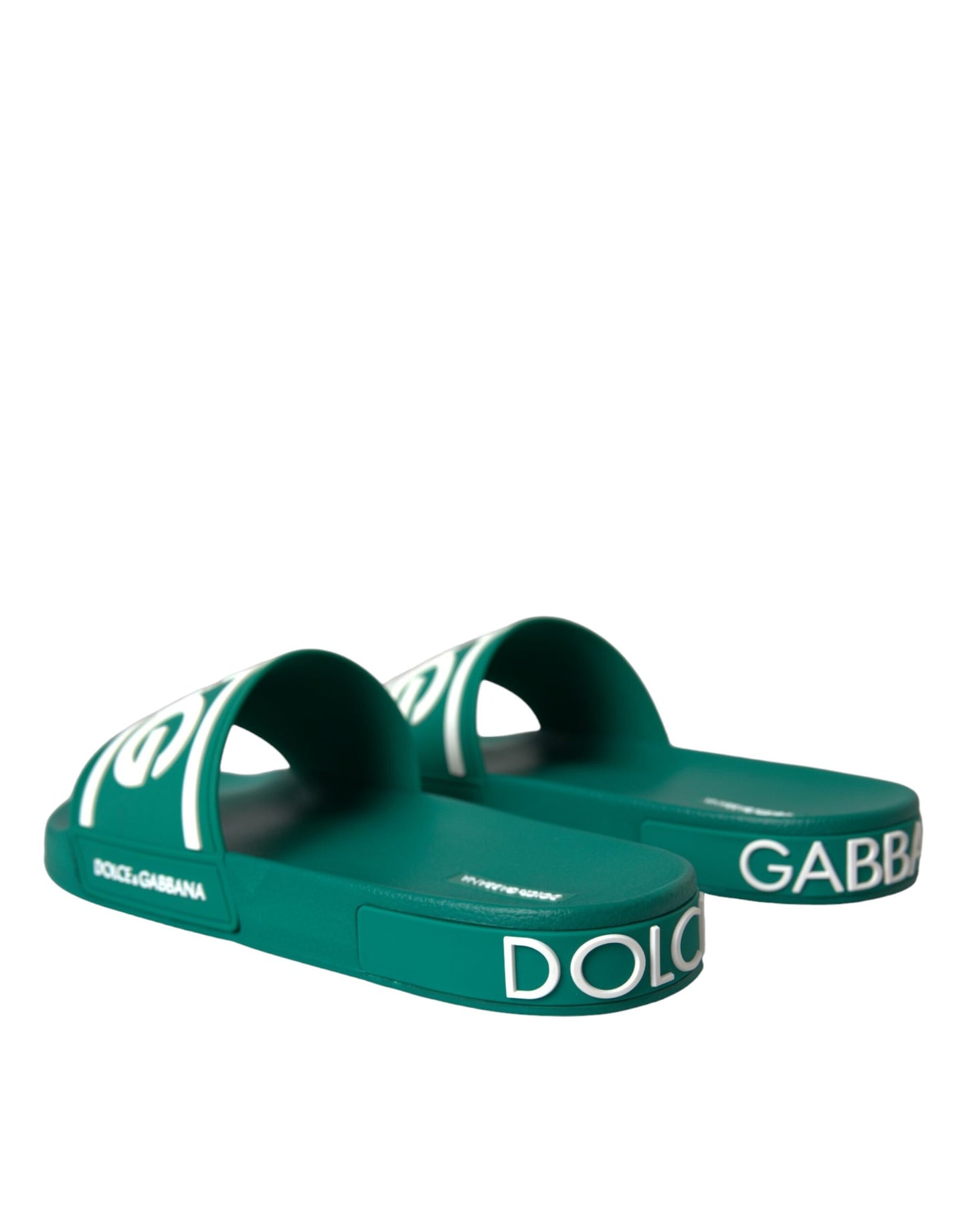 Dolce & Gabbana Grün Weiß Sandalen Gummi Beachwear Schuhe