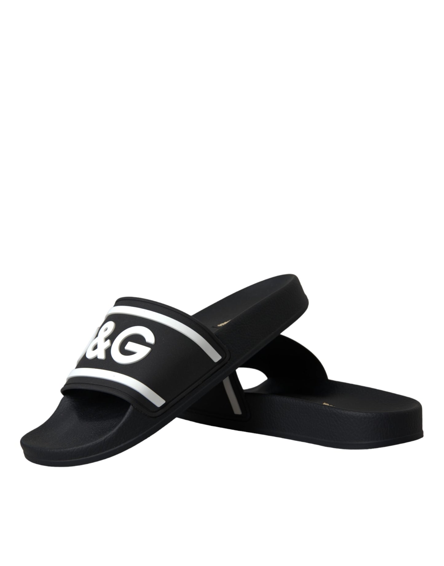 Dolce & Gabbana Schwarz Weiß Sandalen Gummi Beachwear Schuhe