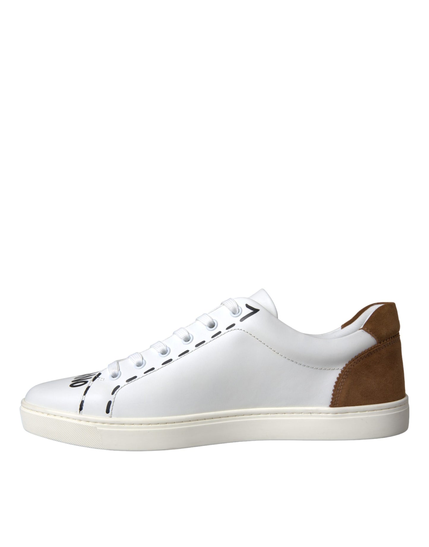 Dolce & Gabbana Weiß Braun Leder Logo Low Top Sneakers Schuhe