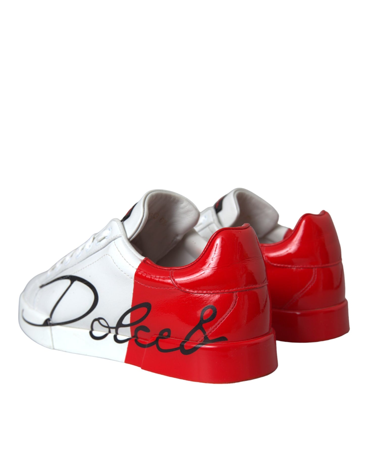 Dolce & Gabbana Weiß Rot Leder Logo Low Top Sneakers Schuhe