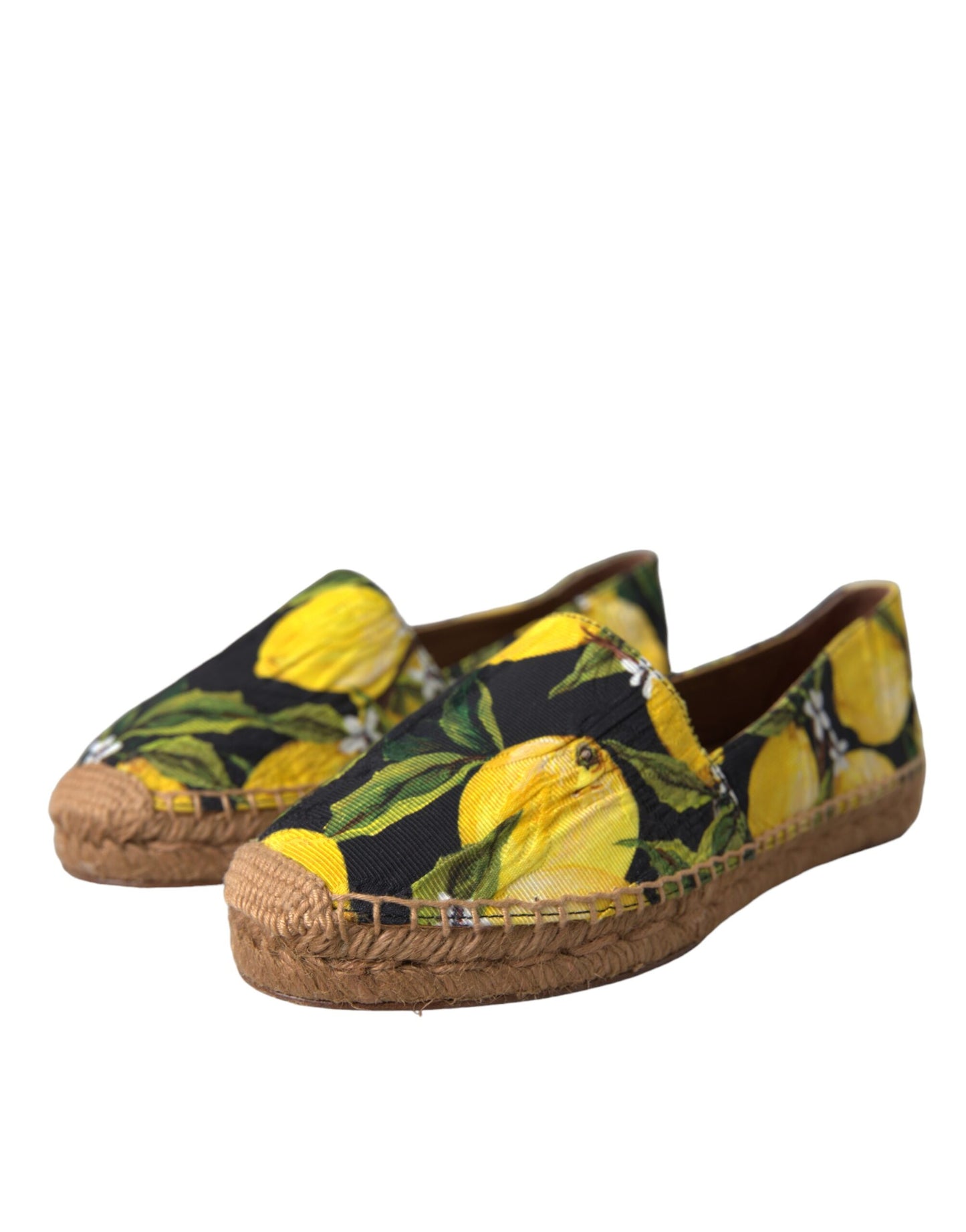 Dolce & Gabbana Multicolor Zitrone Slip On Espadrilles Schuhe