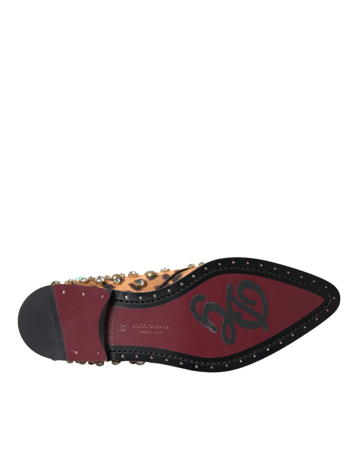 Dolce & Gabbana Braune Leopardenhaar-Kristallkleider Broque-Schuhe