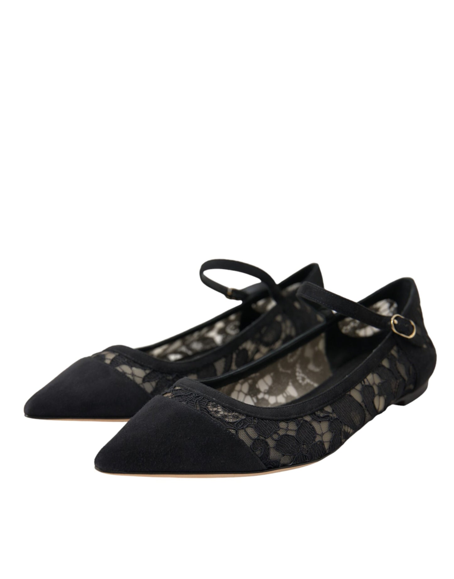 Dolce & Gabbana Schwarz Taormina Spitze Bellucci Flats Schuhe