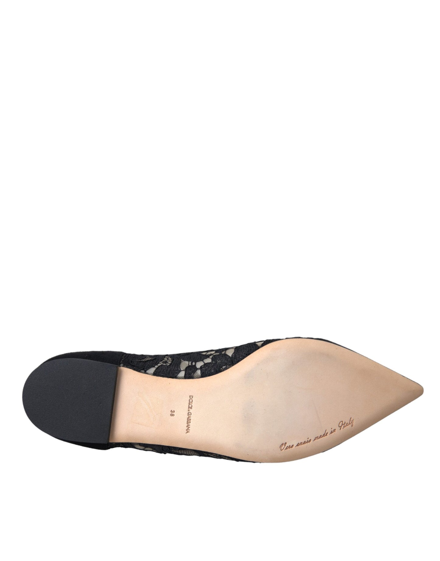 Dolce & Gabbana Schwarz Taormina Spitze Bellucci Flats Schuhe