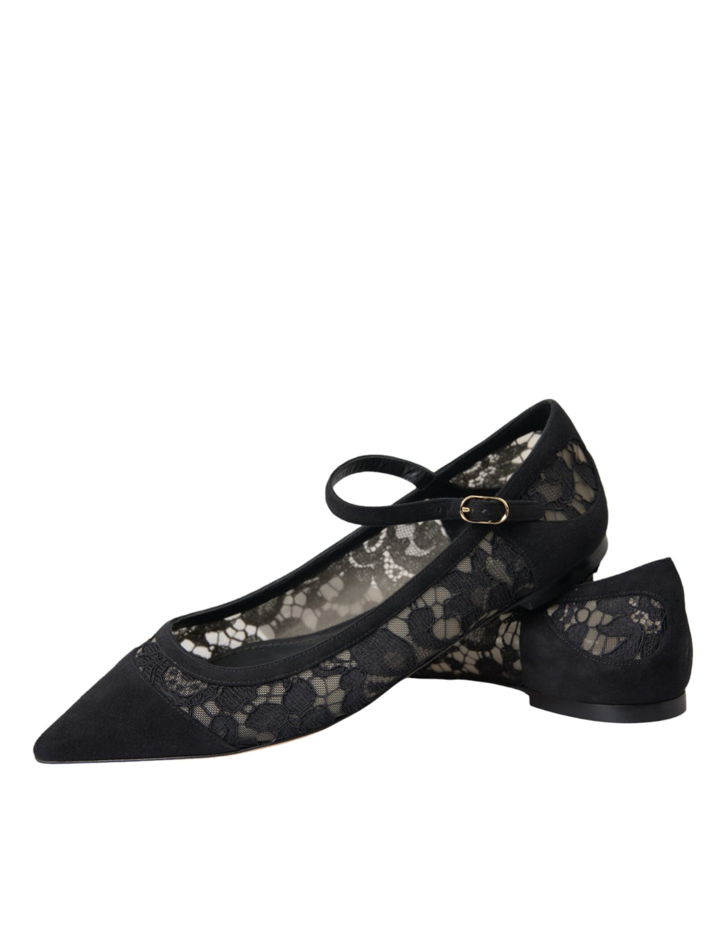 Dolce & Gabbana Schwarz Taormina Spitze Bellucci Flats Schuhe