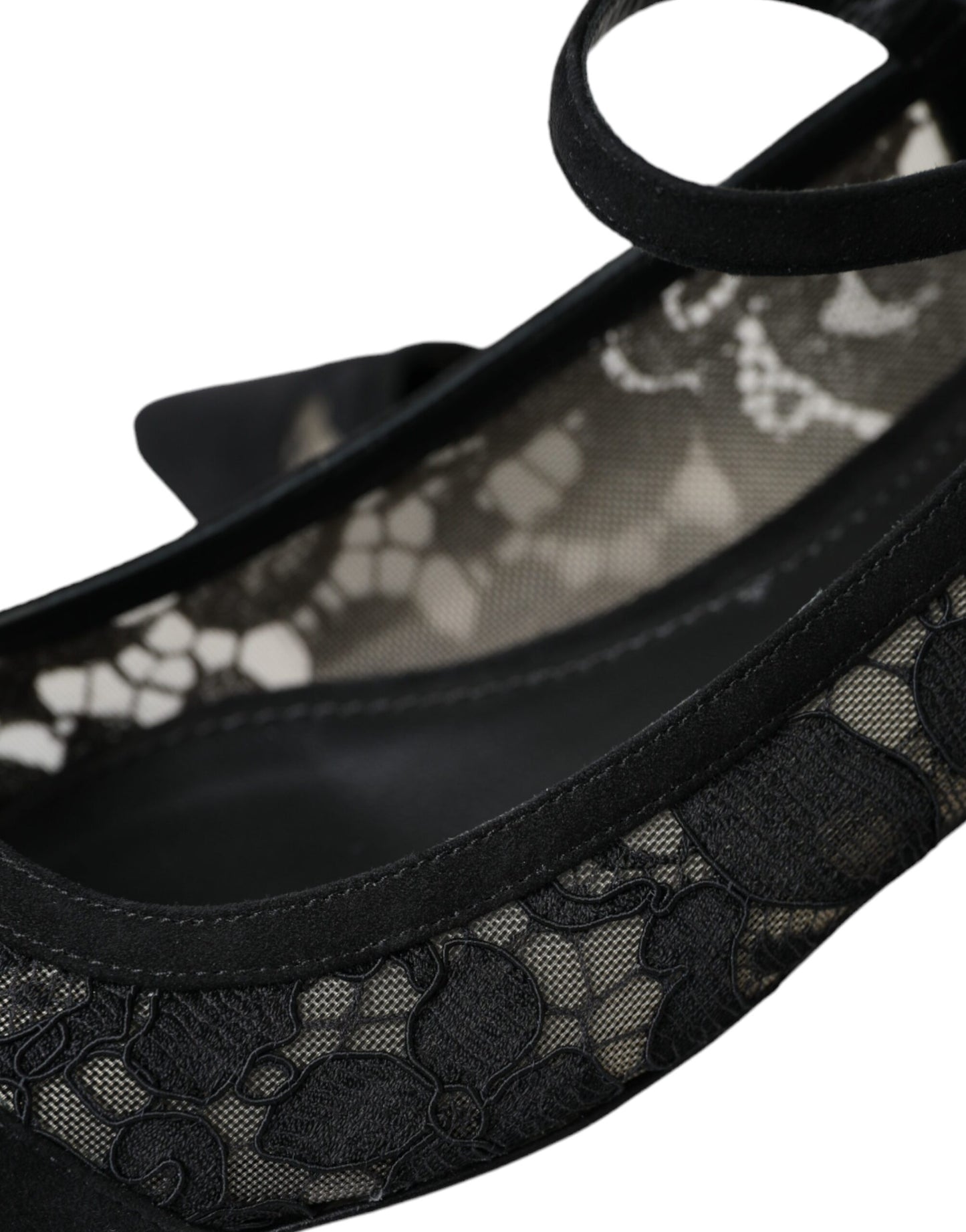 Dolce & Gabbana Schwarz Taormina Spitze Bellucci Flats Schuhe