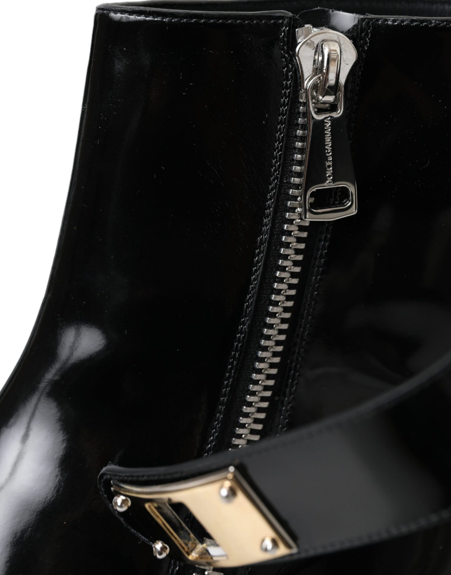 Dolce & Gabbana Schwarze Lederstiefel mit Logo-Applikation Schuhe