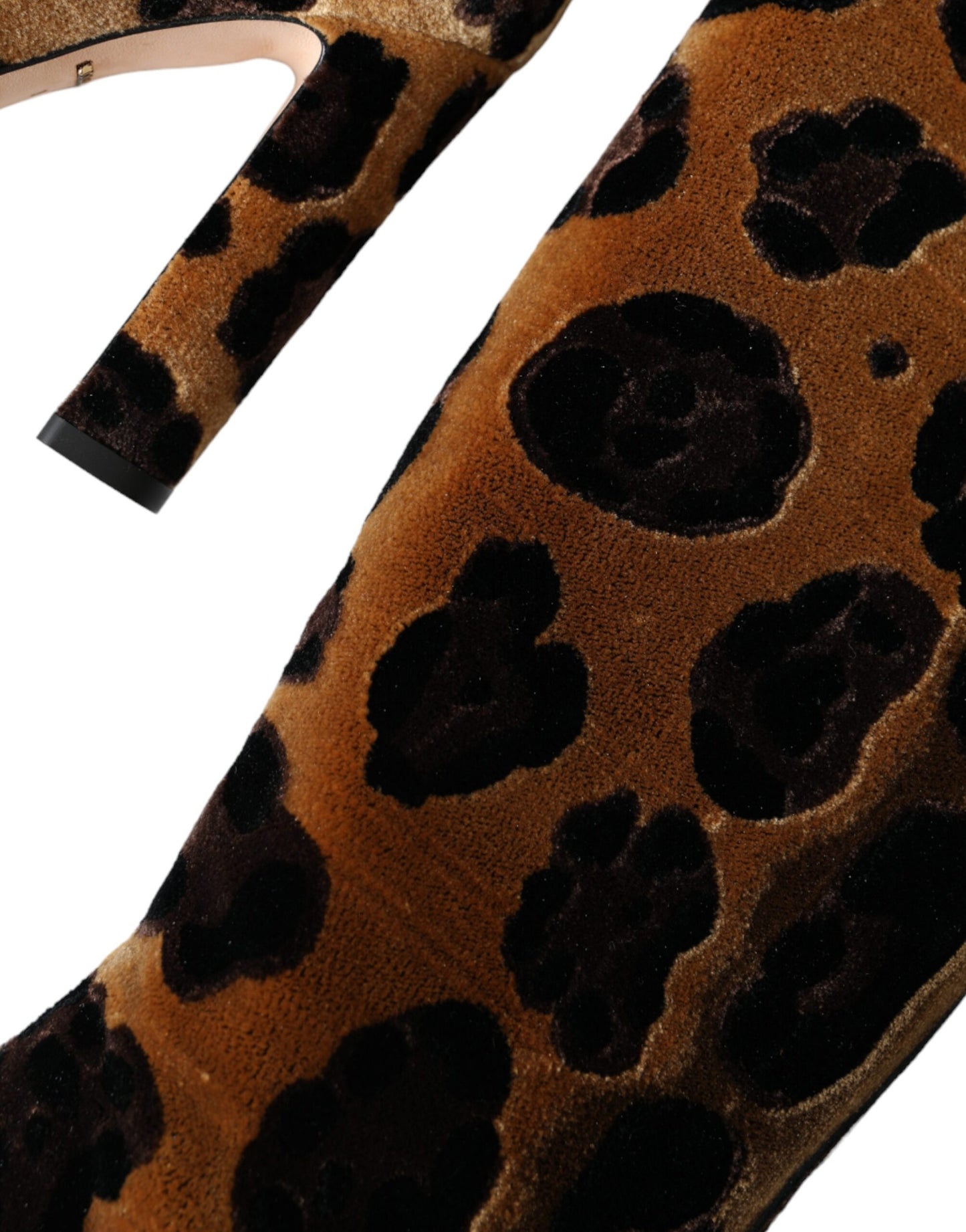 Dolce & Gabbana Braune Giraffe Samt Leder Stiefel Schuhe