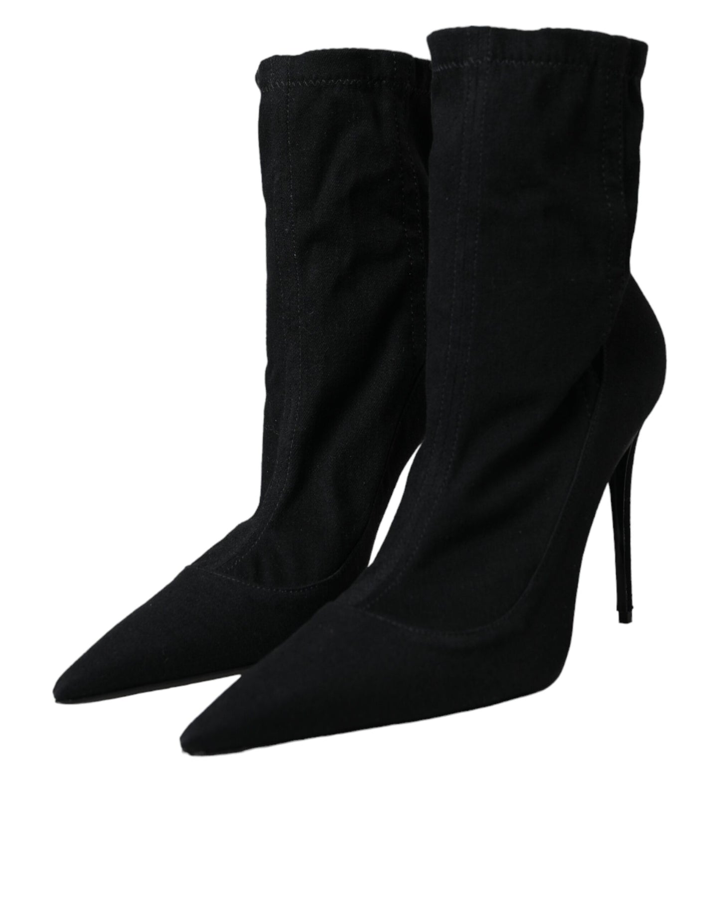 Dolce & Gabbana Schwarze Stiletto Heels Denim Ankle Boots Schuhe