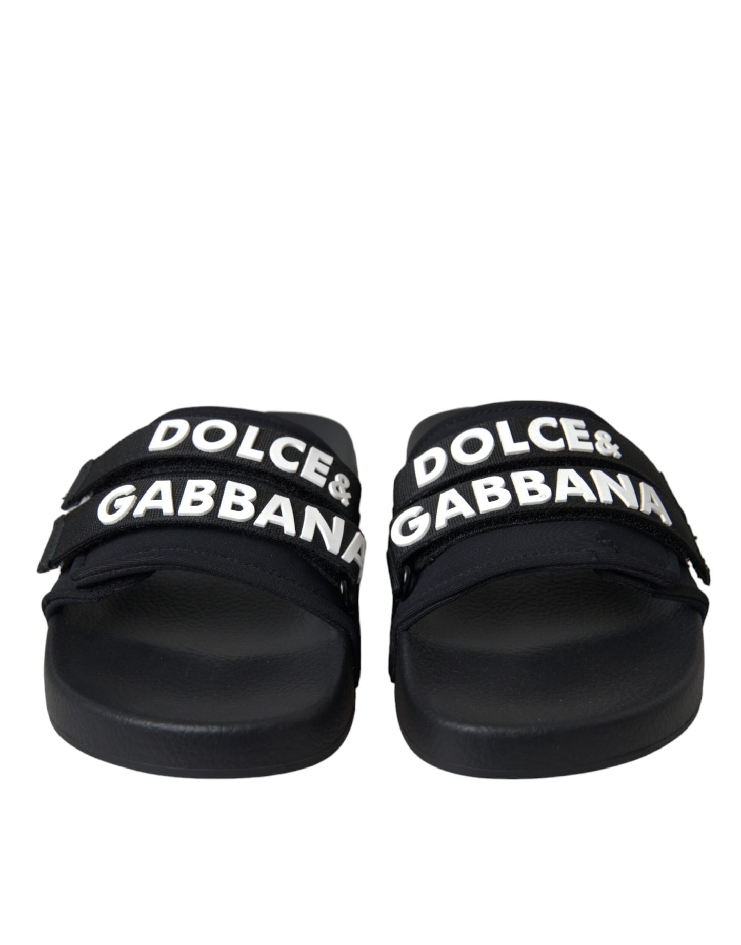 Dolce & Gabbana Schwarz Logo Beachwear Flats Sandalen Schuhe