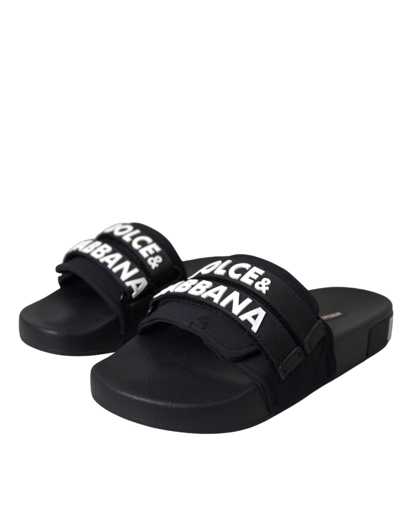 Dolce & Gabbana Schwarz Logo Beachwear Flats Sandalen Schuhe