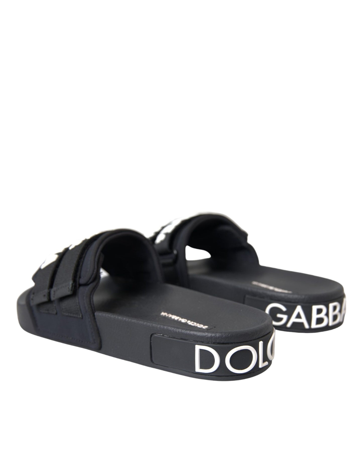 Dolce & Gabbana Schwarz Logo Beachwear Flats Sandalen Schuhe