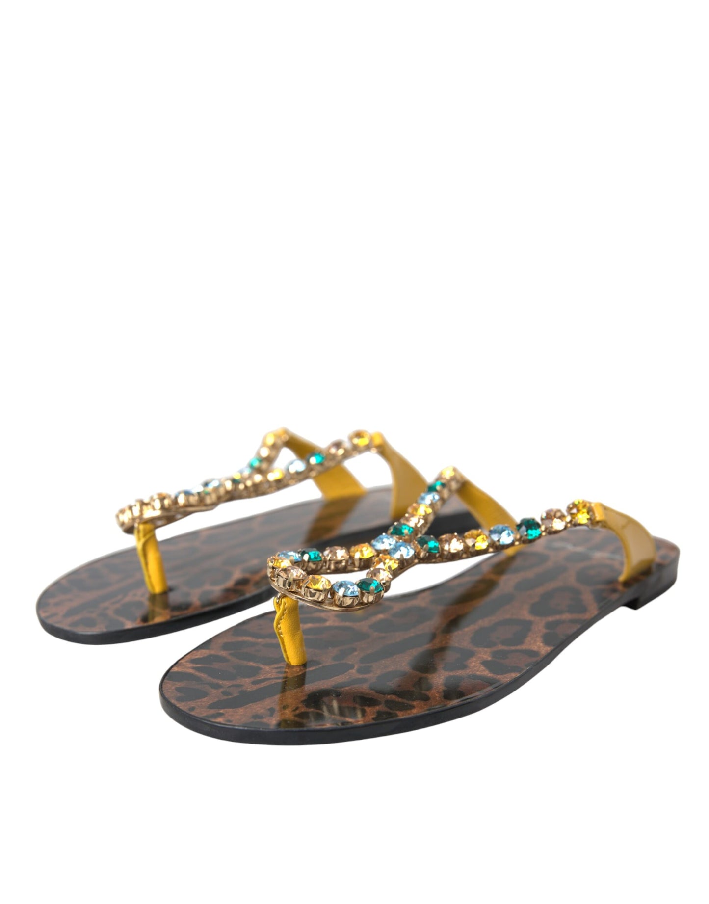 Dolce & Gabbana Multicolor Kristall Sandalen Flip Flops Schuhe