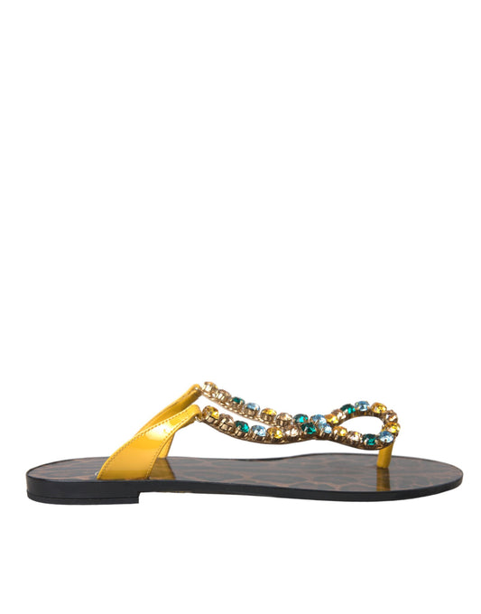 Dolce & Gabbana Multicolor Kristall Sandalen Flip Flops Schuhe