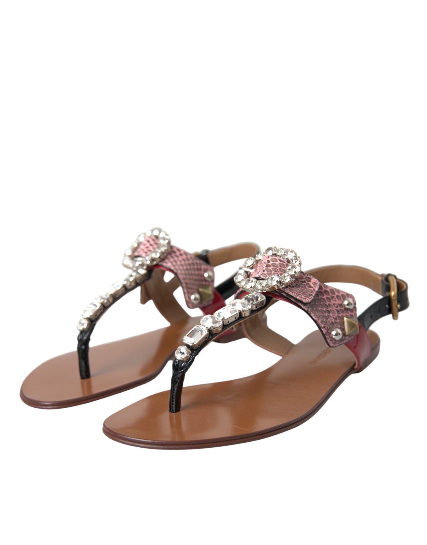 Dolce & Gabbana Multicolor Kristall Sandalen Flip Flops Schuhe