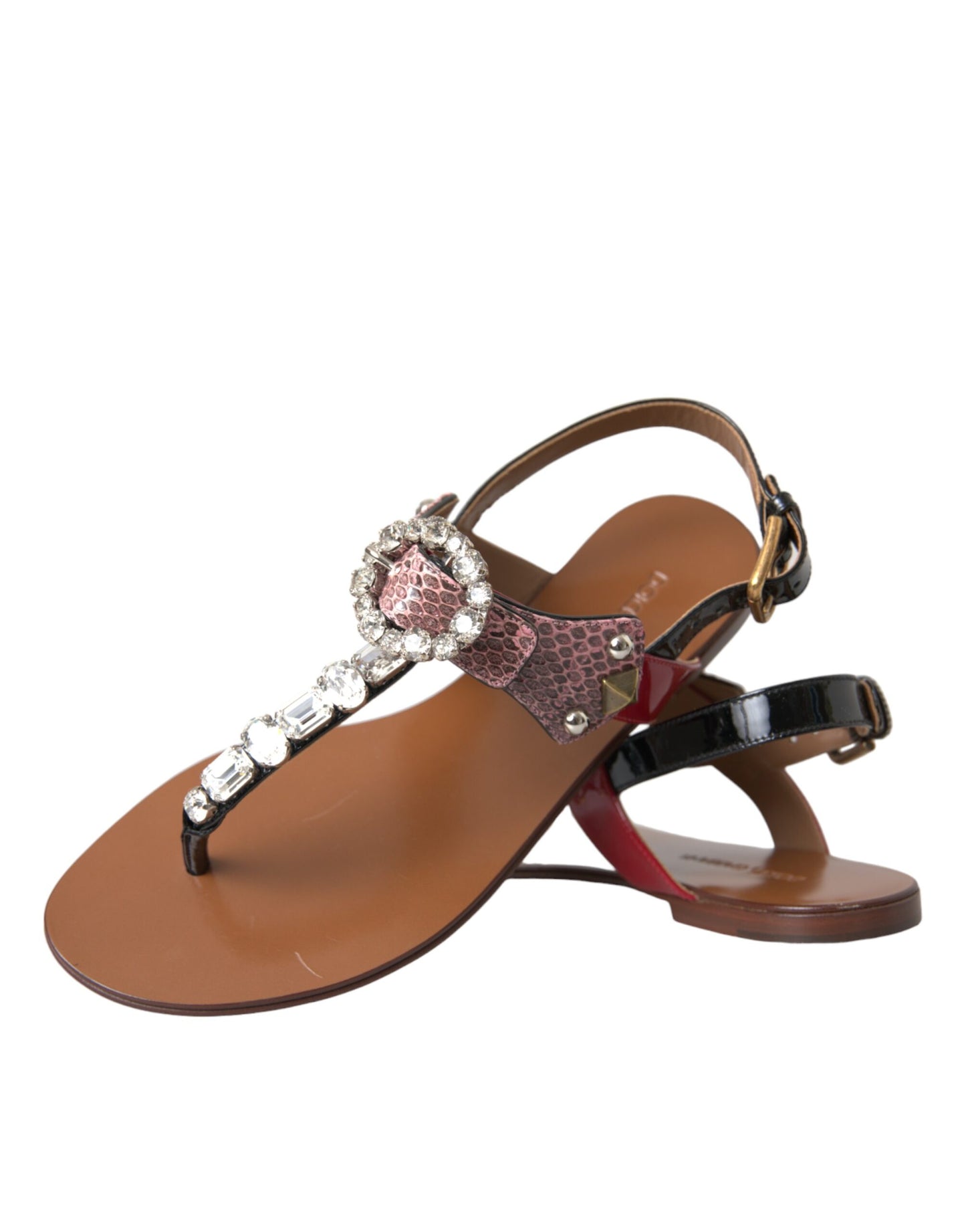 Dolce & Gabbana Multicolor Kristall Sandalen Flip Flops Schuhe