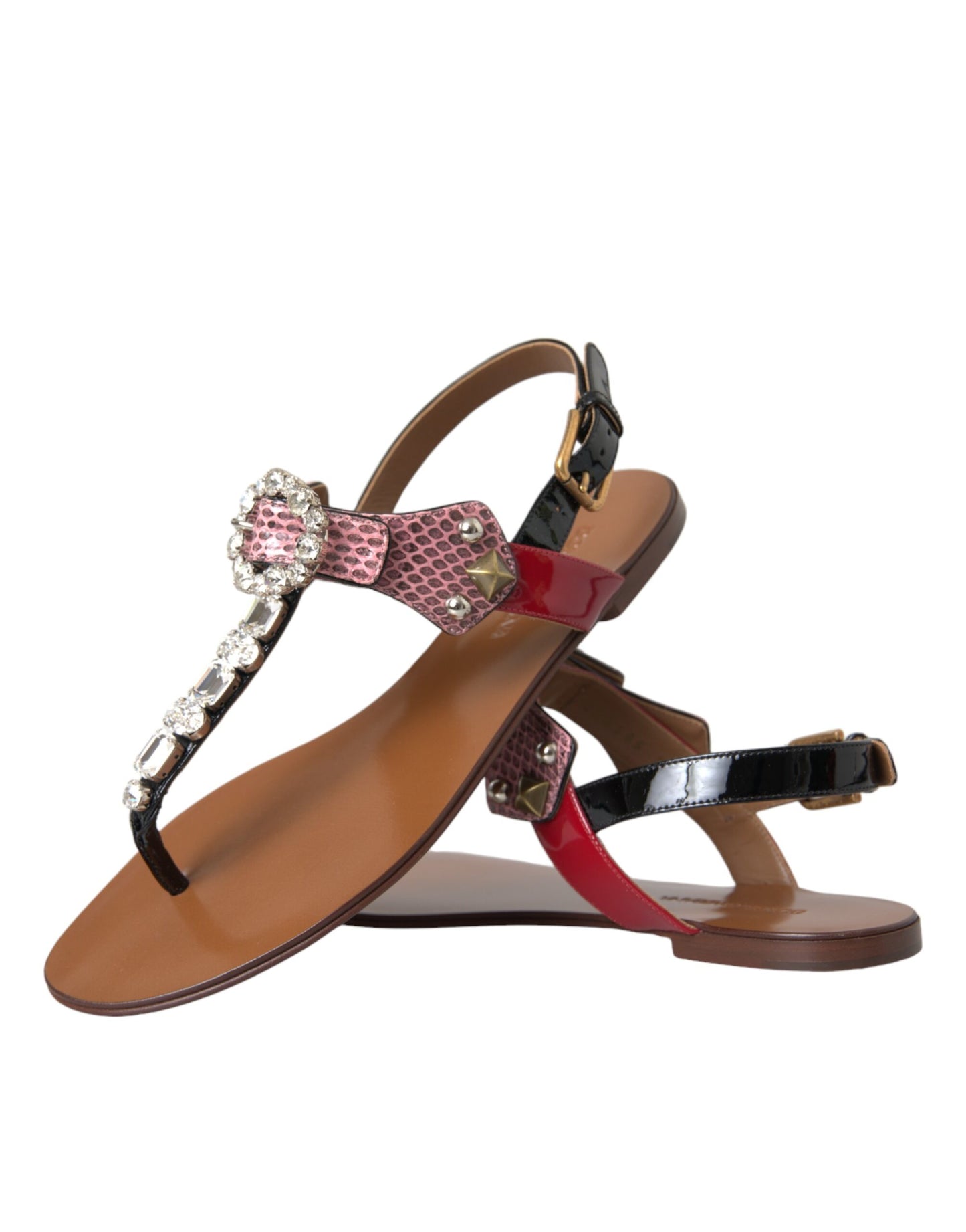 Dolce & Gabbana Multicolor Kristall Sandalen Flip Flops Schuhe