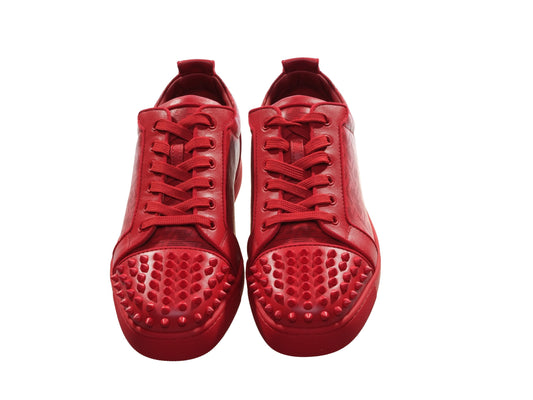 Christian Louboutin Louis Junior Spikes Orlato Rot Leder Turnschuhe