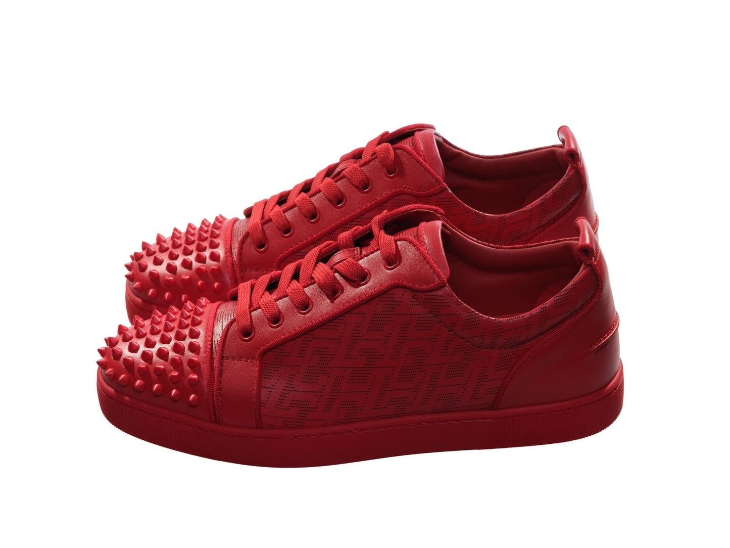 Christian Louboutin Louis Junior Spikes Orlato Rot Leder Turnschuhe