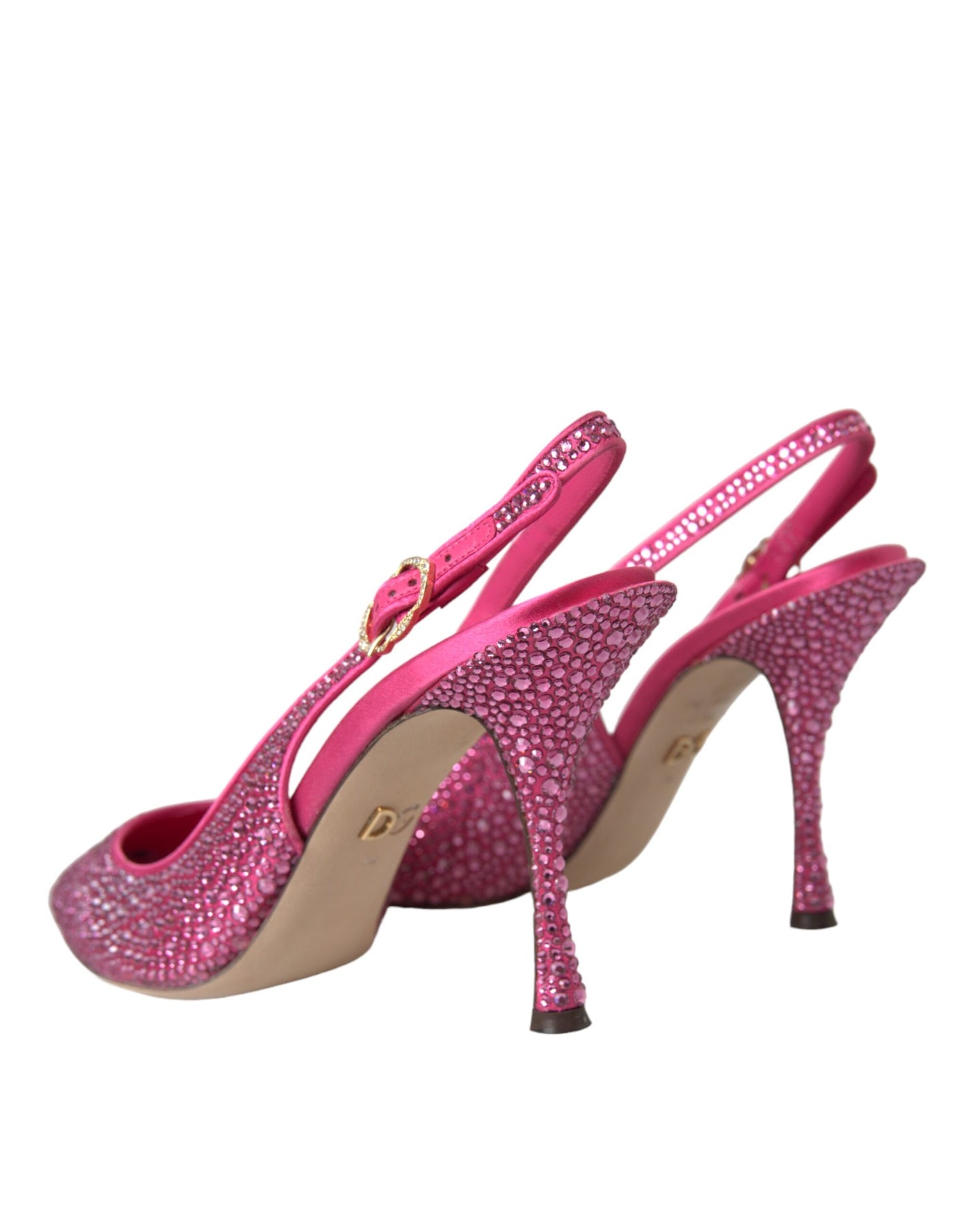 Dolce & Gabbana Rosa Strass Kristall Heels Slingbacks Schuhe