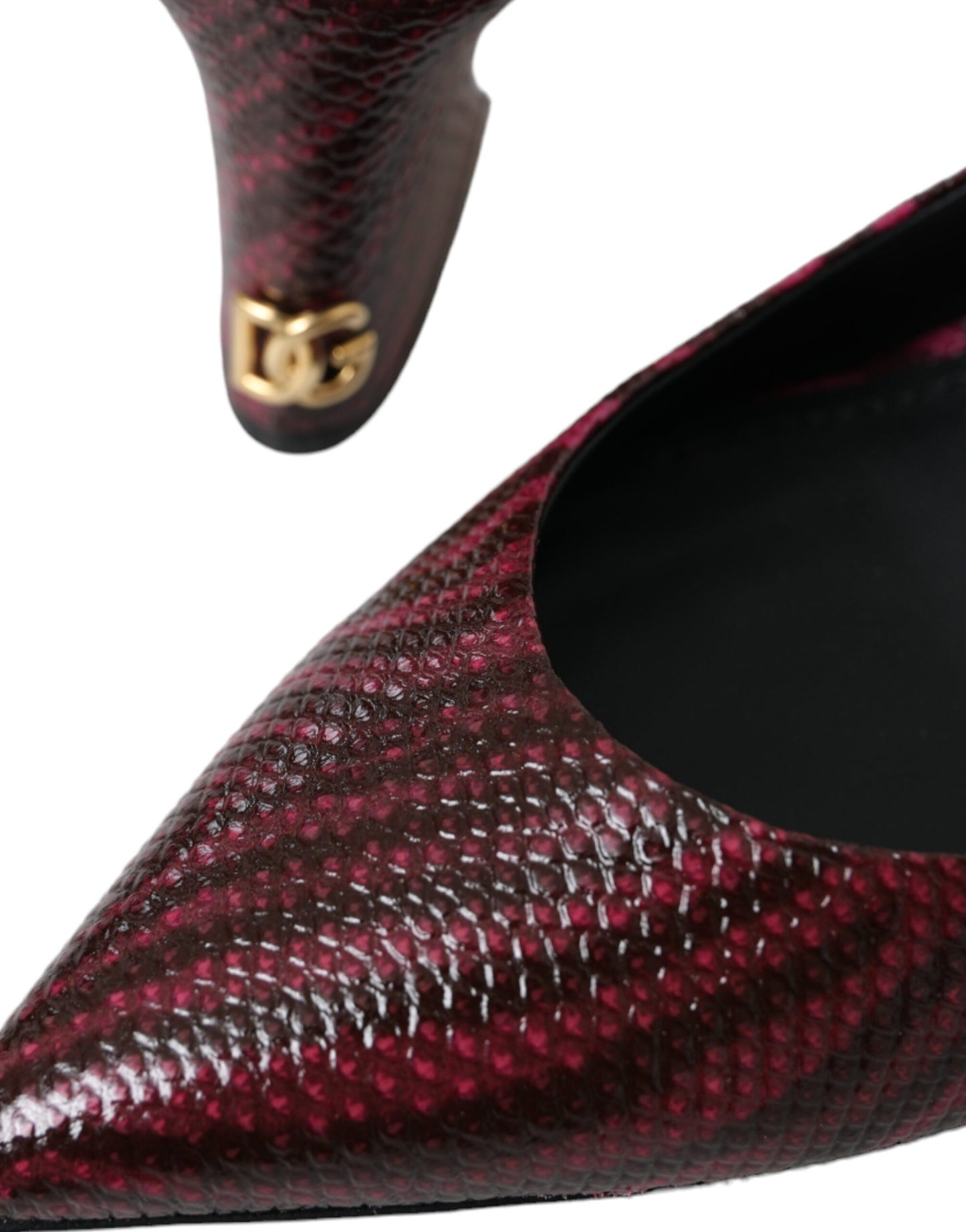 Dolce & Gabbana Maroon Zebra Leder Absätze Slingbacks Schuhe