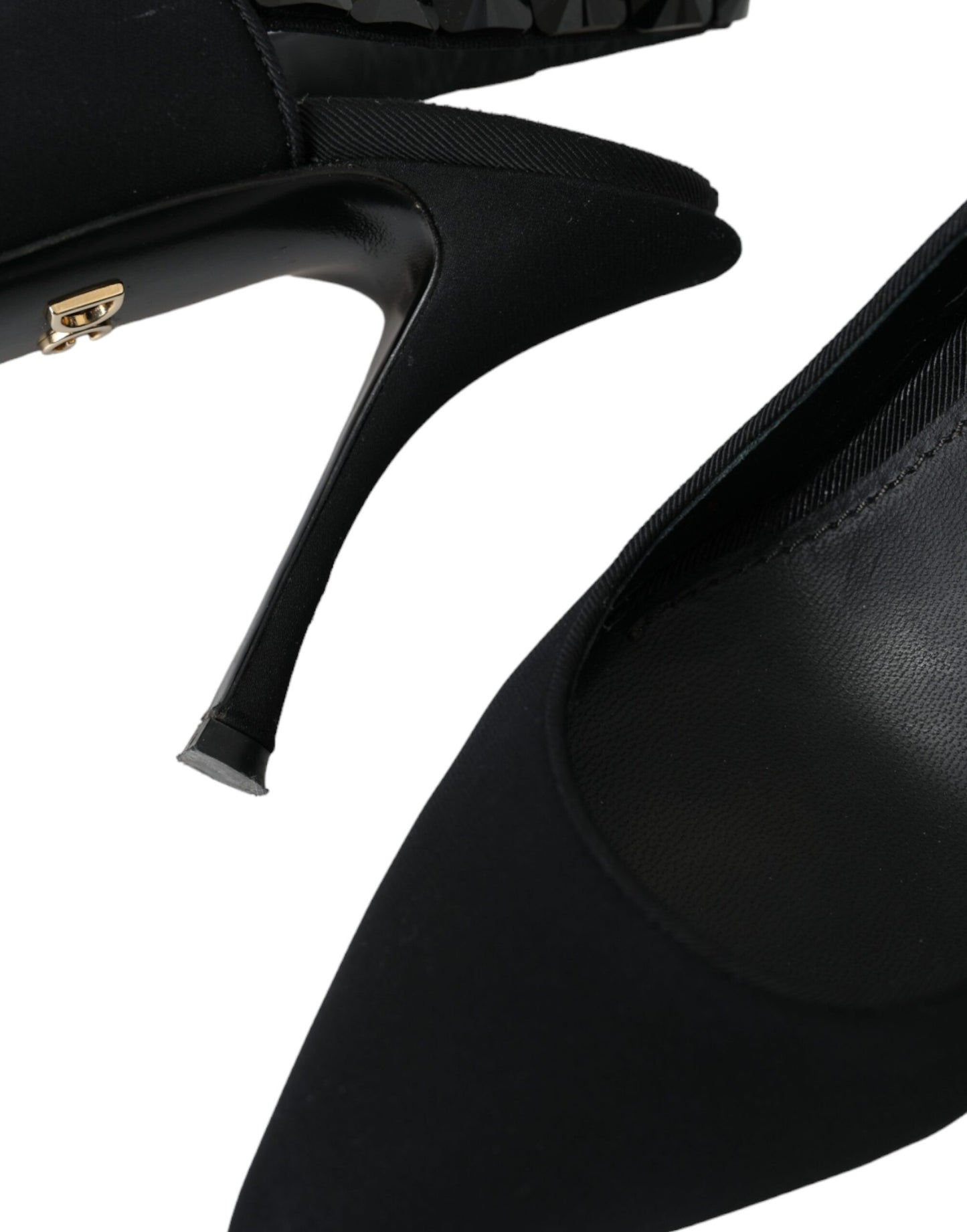 Dolce & Gabbana Schwarz Kristall Charmeuse Slingbacks Schuhe