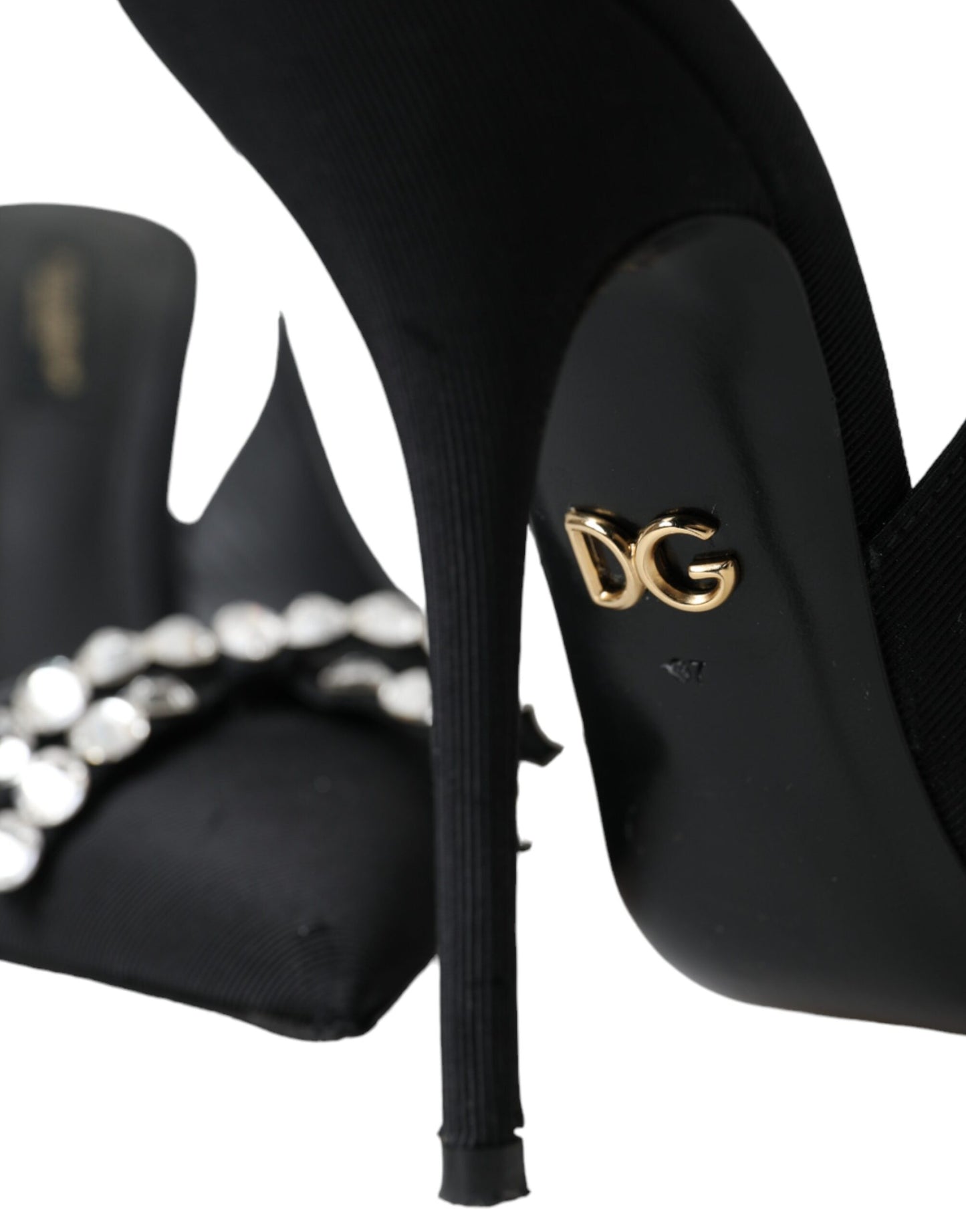 Dolce & Gabbana Schwarze, kristallverzierte Slingback-Schuhe