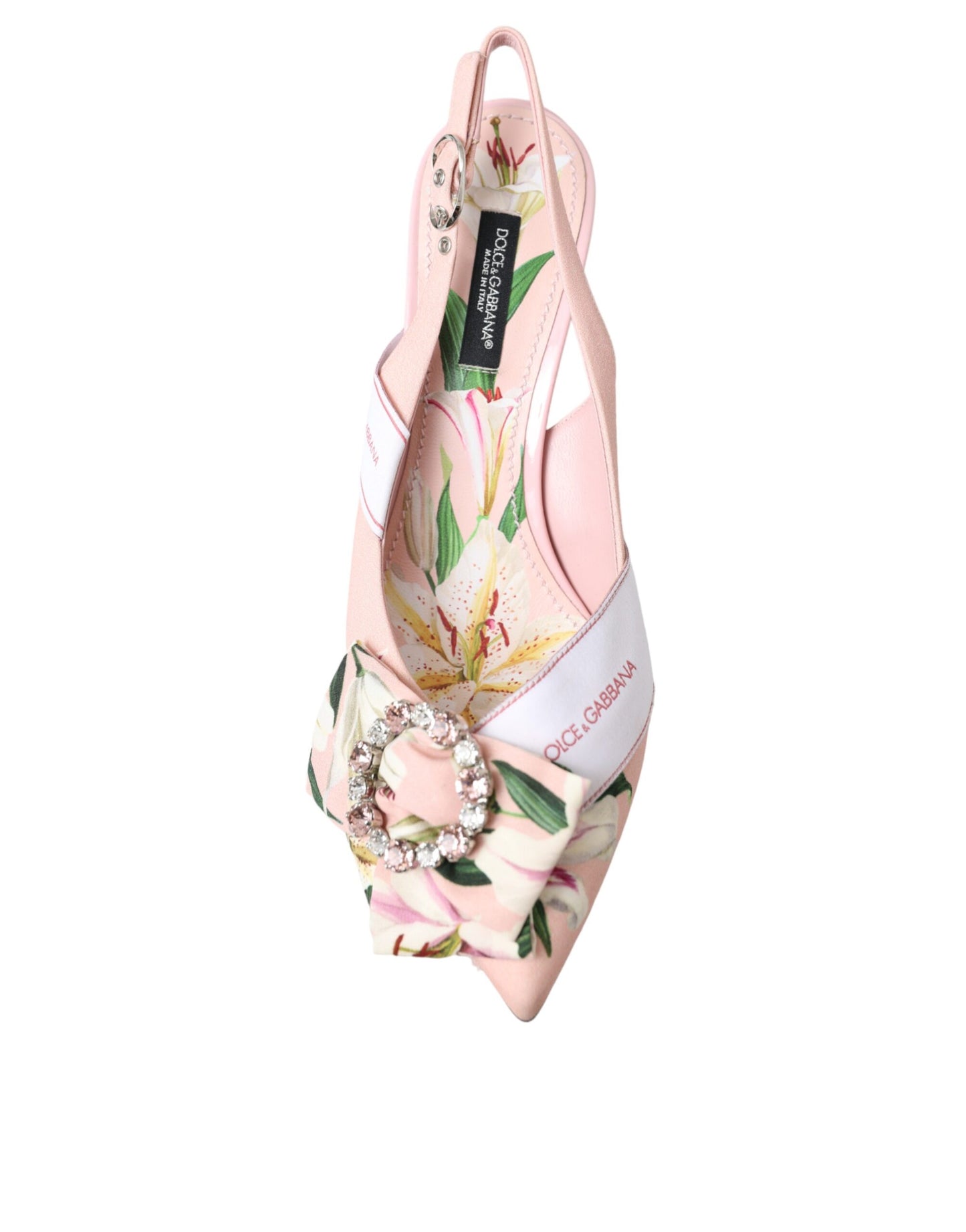 Dolce & Gabbana Rosa Lily Crystal Cady Slingback Absatz Schuhe