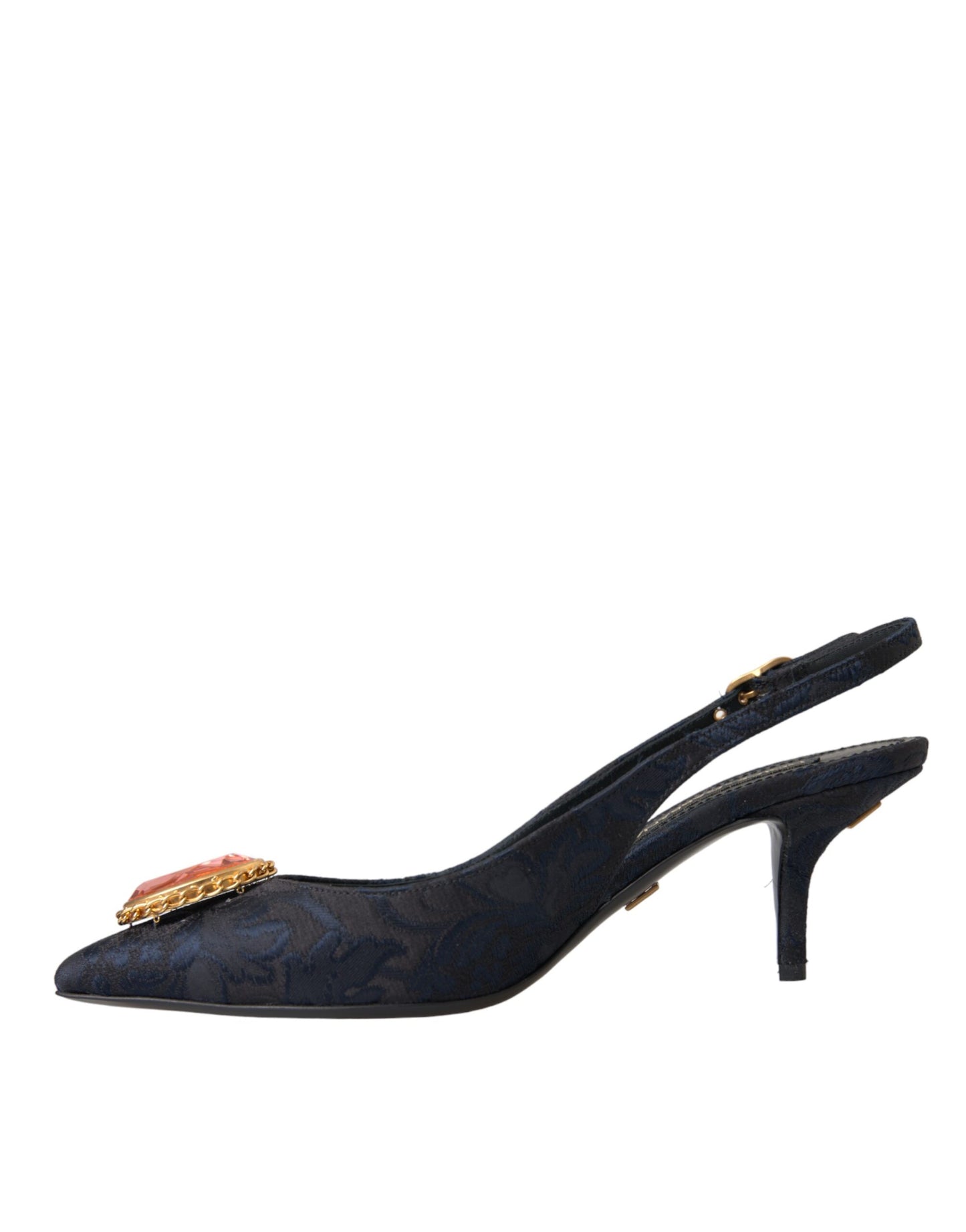 Dolce & Gabbana Blaue Jacquard Kristall Slingback Absatz Schuhe