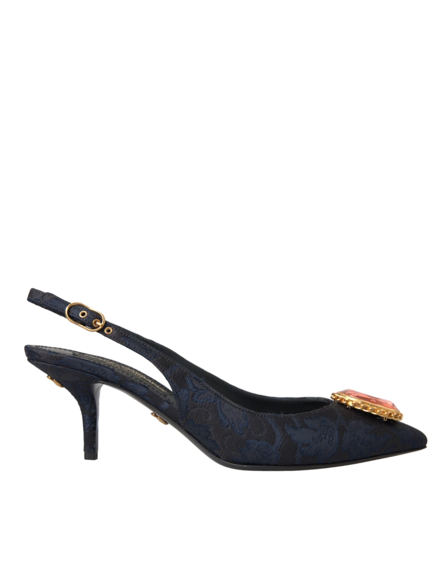 Dolce & Gabbana Blaue Jacquard Kristall Slingback Absatz Schuhe