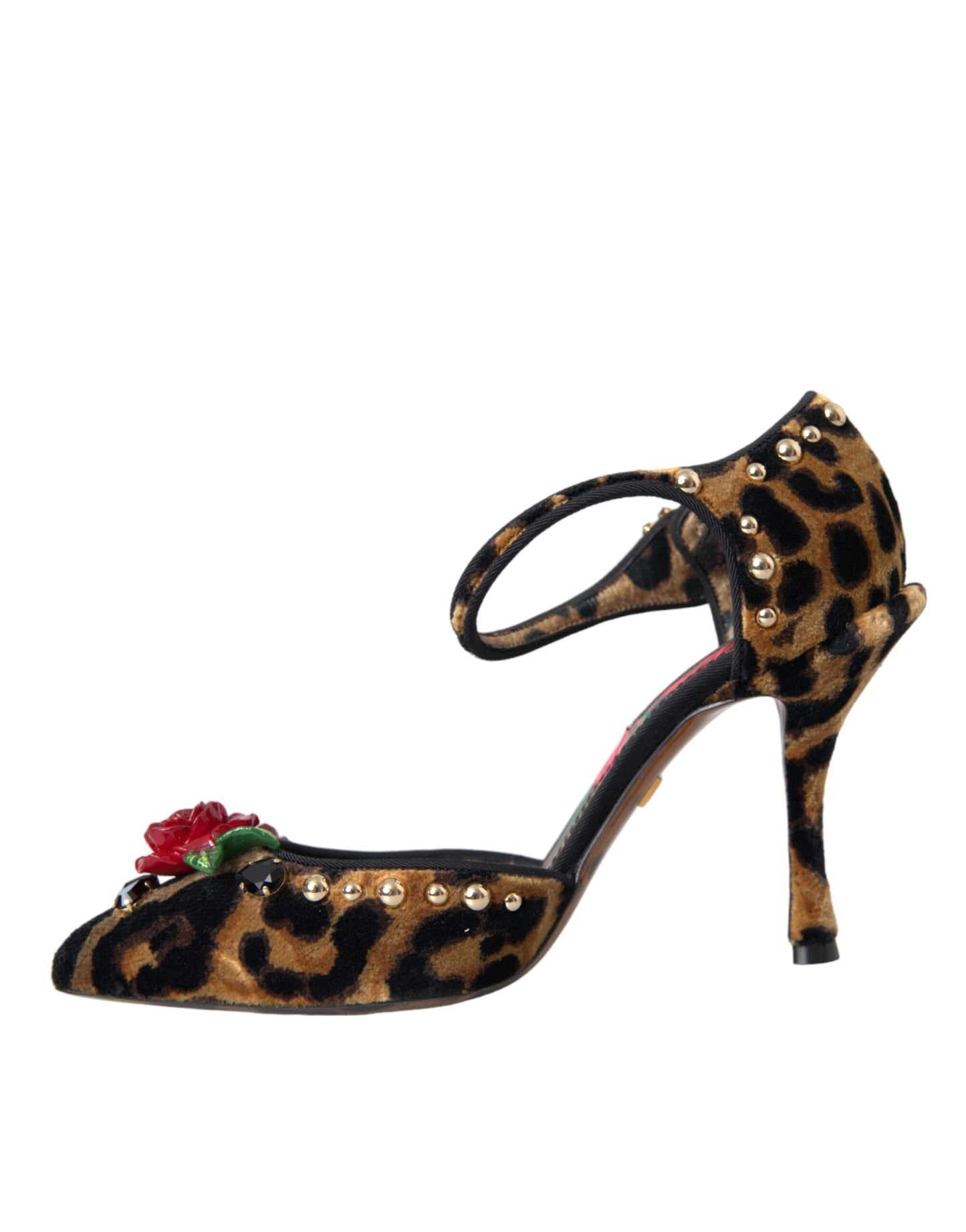 Dolce & Gabbana Braun Leopard Floral Kristall Mary Janes Pumps Schuhe