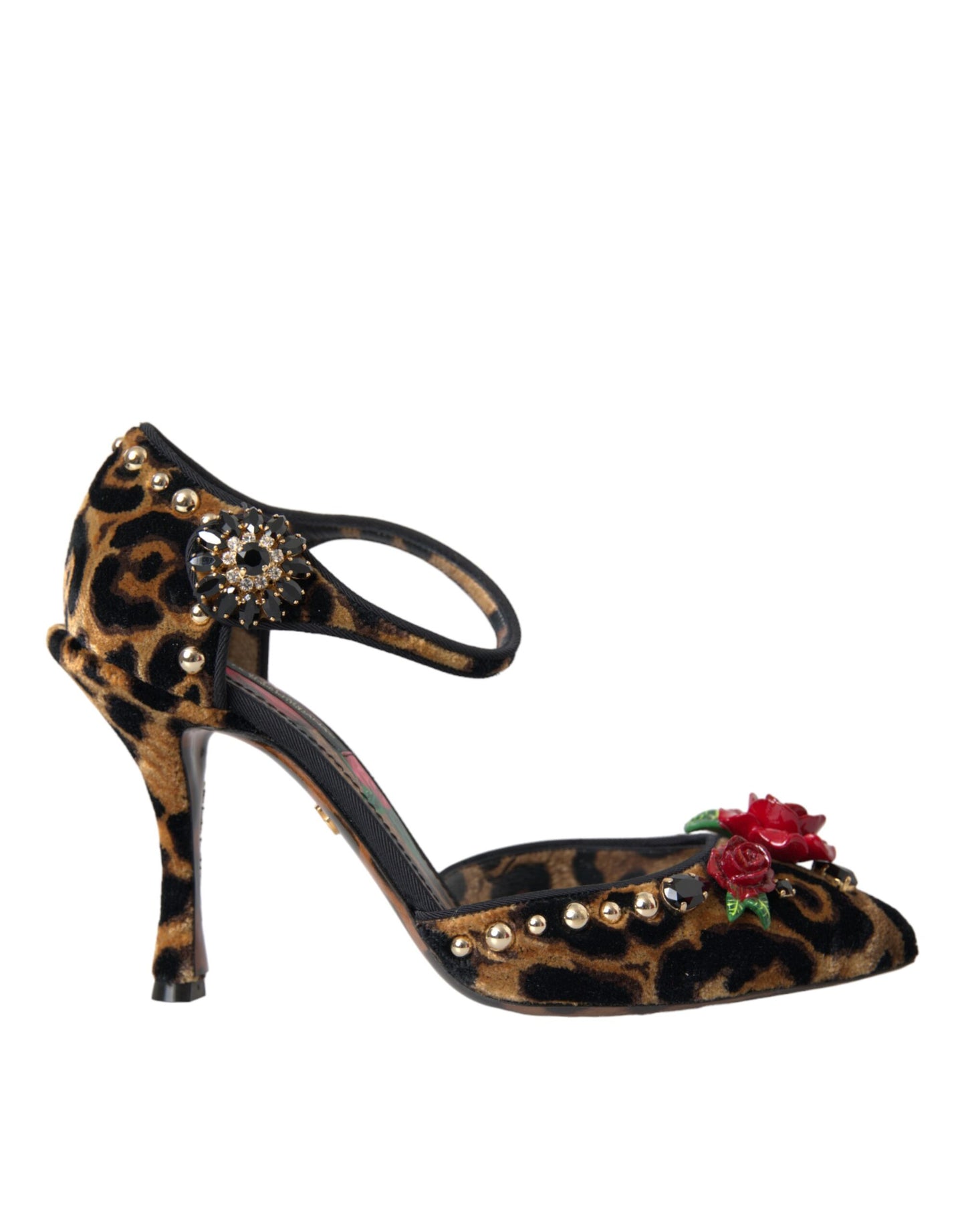 Dolce & Gabbana Braun Leopard Floral Kristall Mary Janes Pumps Schuhe