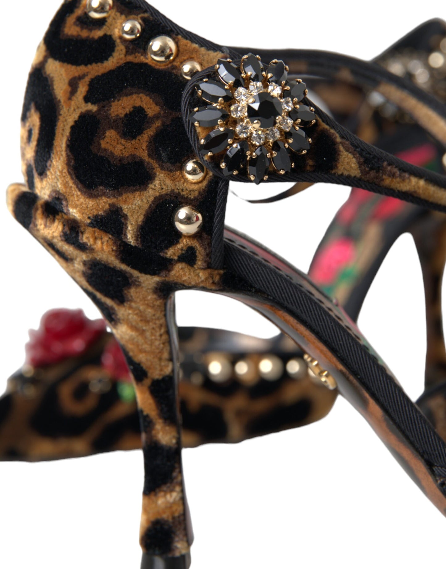 Dolce & Gabbana Braun Leopard Floral Kristall Mary Janes Pumps Schuhe