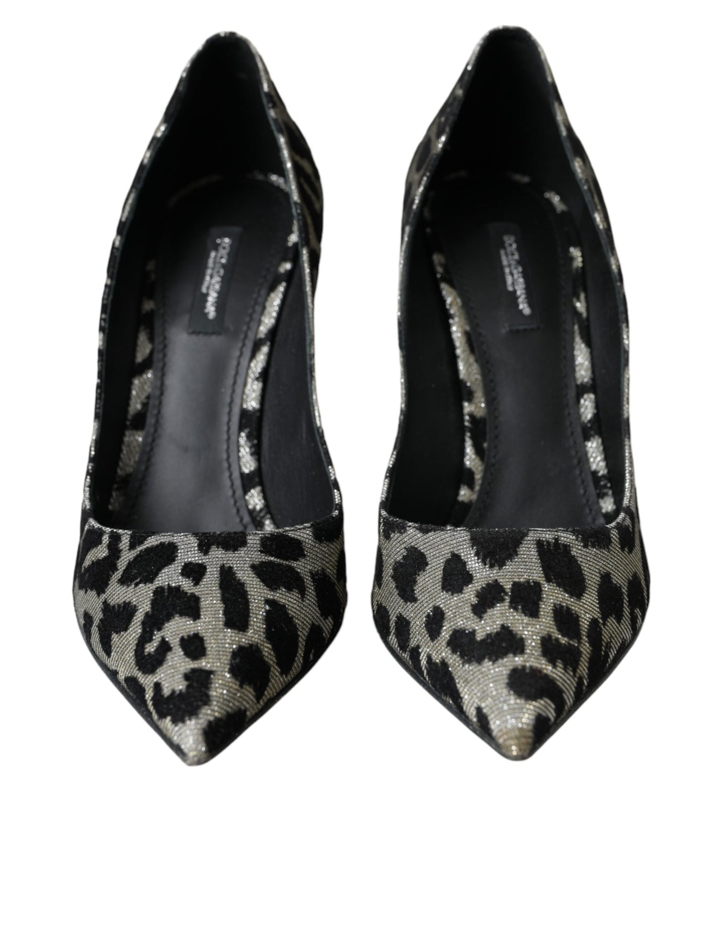 Dolce & Gabbana Silber Schwarz Leopard Lurex Heels Pumps Schuhe