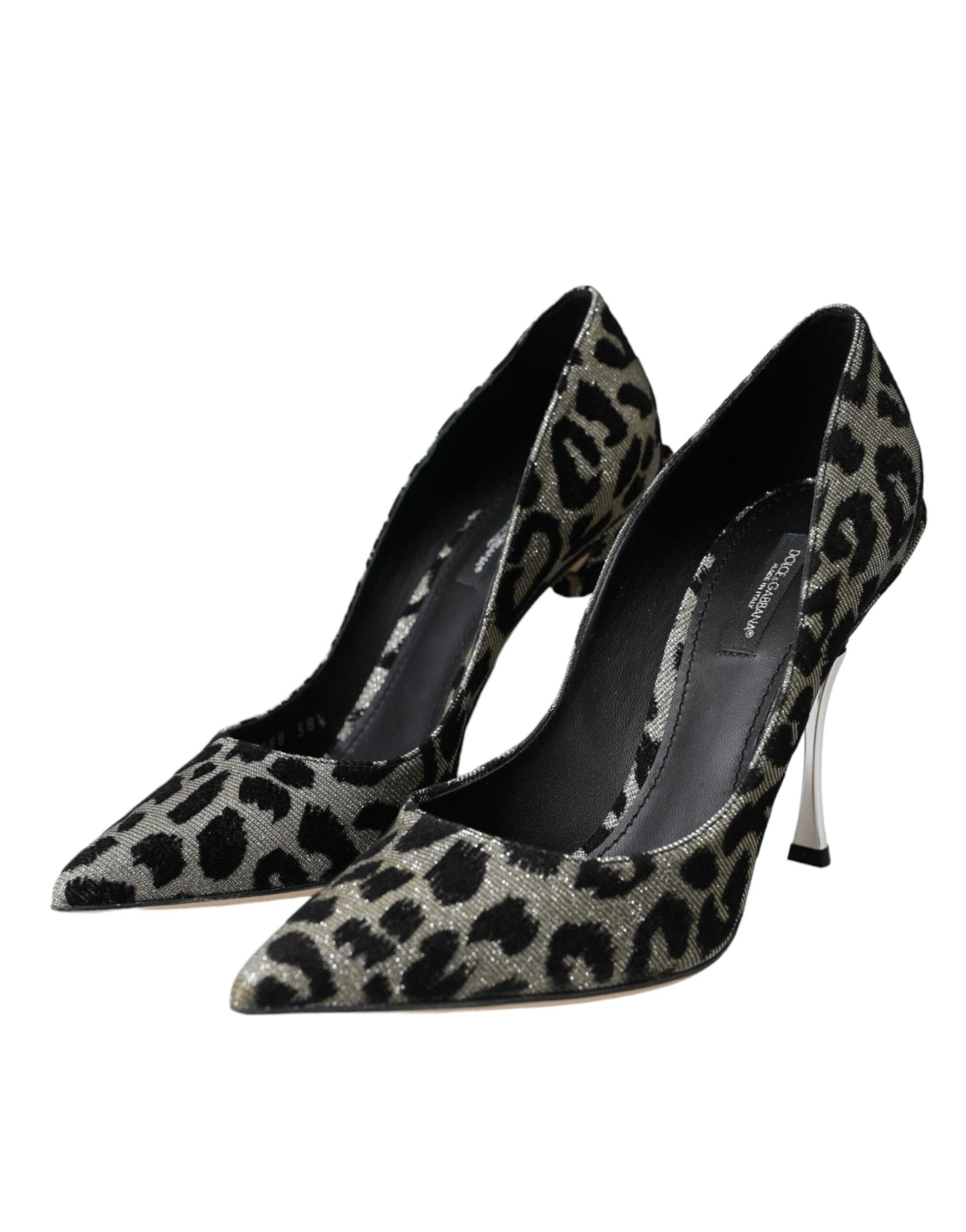 Dolce & Gabbana Silber Schwarz Leopard Lurex Heels Pumps Schuhe