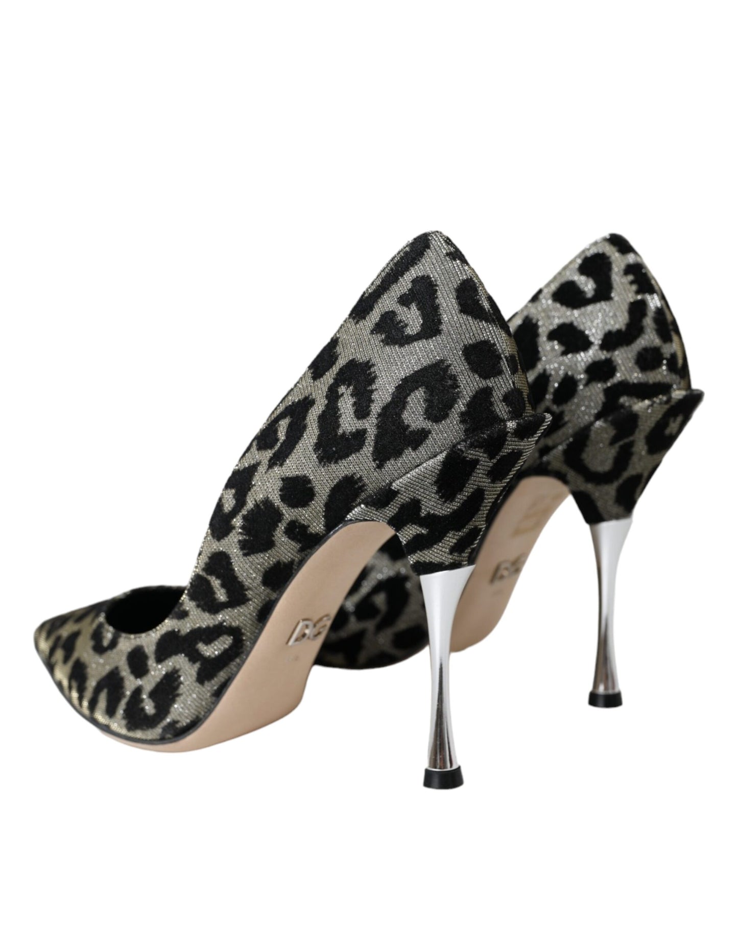 Dolce & Gabbana Silber Schwarz Leopard Lurex Heels Pumps Schuhe