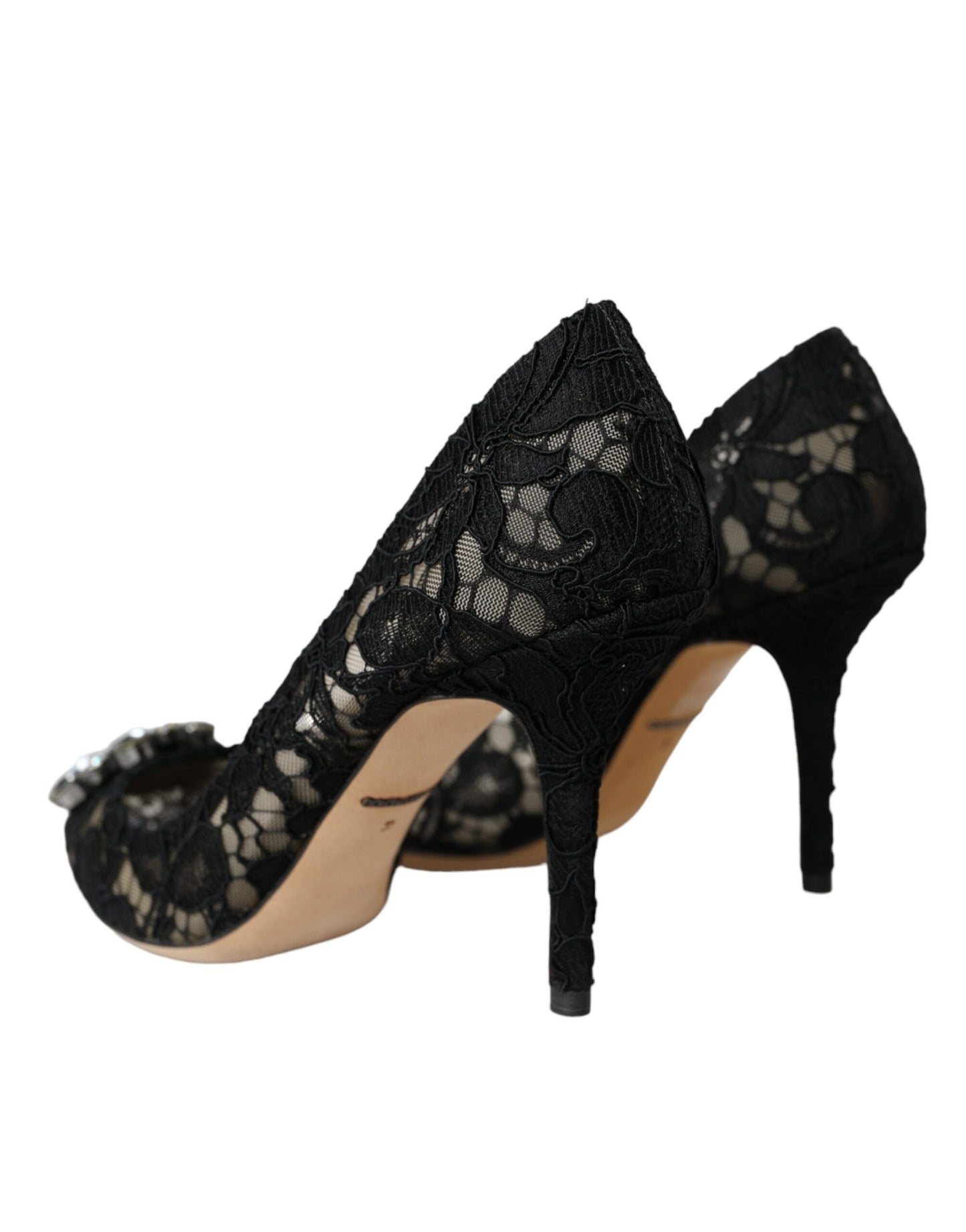 Dolce & Gabbana Schwarz Taormina Spitze Kristall Absatz Pumps Schuhe