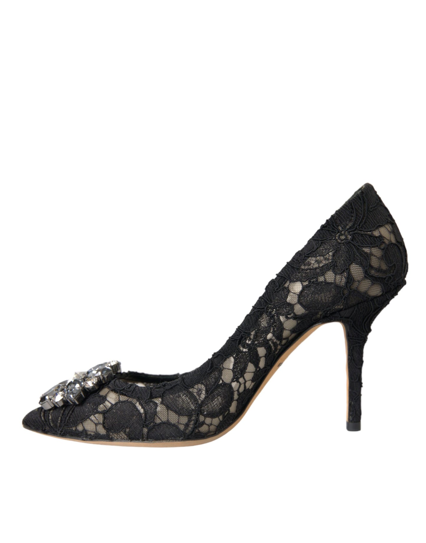 Dolce & Gabbana Schwarz Taormina Spitze Kristall Absatz Pumps Schuhe