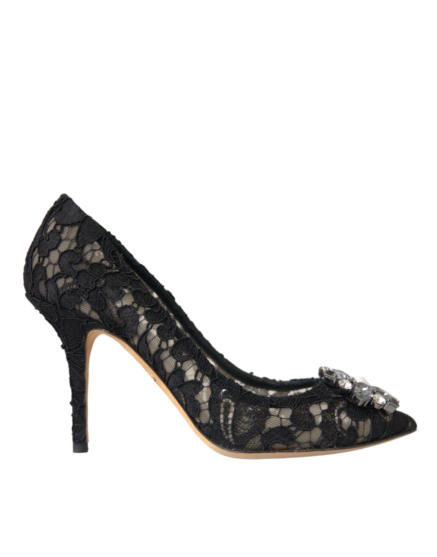 Dolce & Gabbana Schwarz Taormina Spitze Kristall Absatz Pumps Schuhe