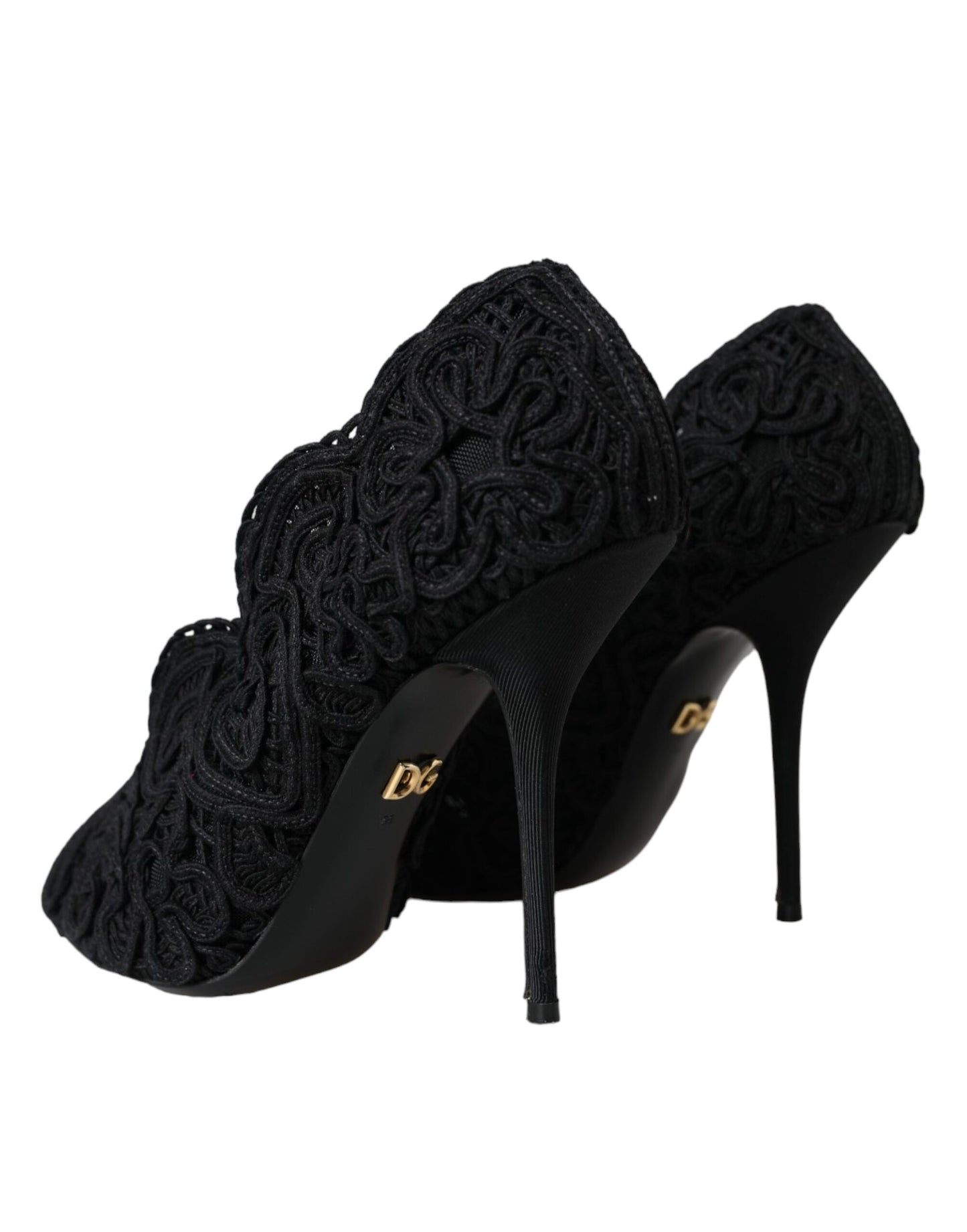 Dolce & Gabbana Schwarze Cordonetto Ricamo Pumps Offene Zehen Schuhe