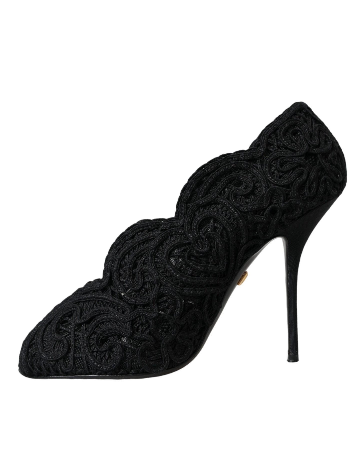 Dolce & Gabbana Schwarze Cordonetto Ricamo Pumps Offene Zehen Schuhe