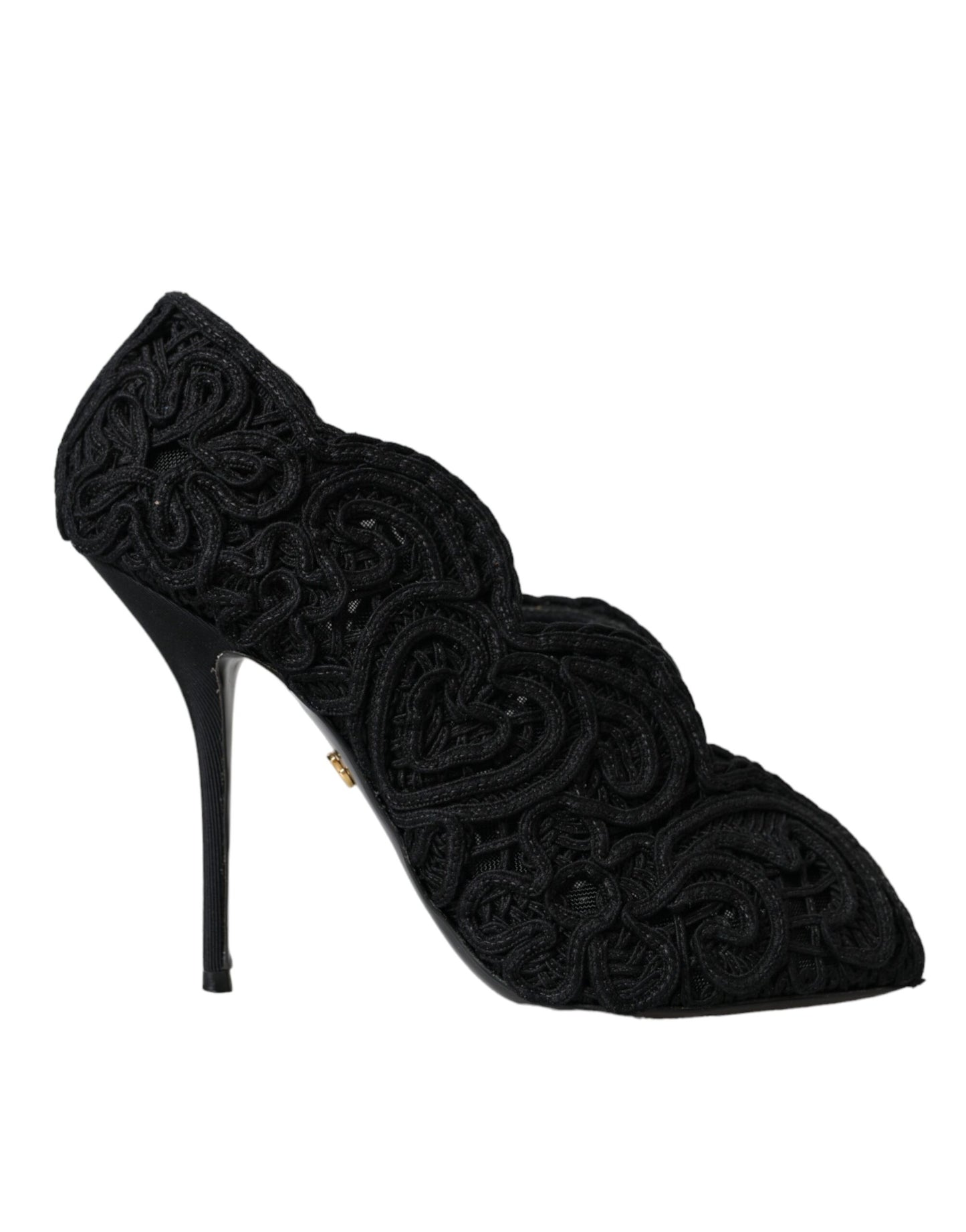 Dolce & Gabbana Schwarze Cordonetto Ricamo Pumps Offene Zehen Schuhe